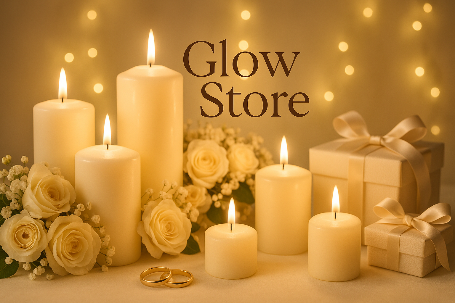 Glow Store als Name einfügen… auch Themen, wie Hochzeit, Kerzen, geschenkideen mit ins bild